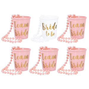 Lot De 6 Colliers Avec Verre À Shot Intégré Décorés De Perles Evjf Rose Doré