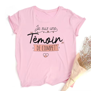 Tee Shirt Temoin Mariage Rose
