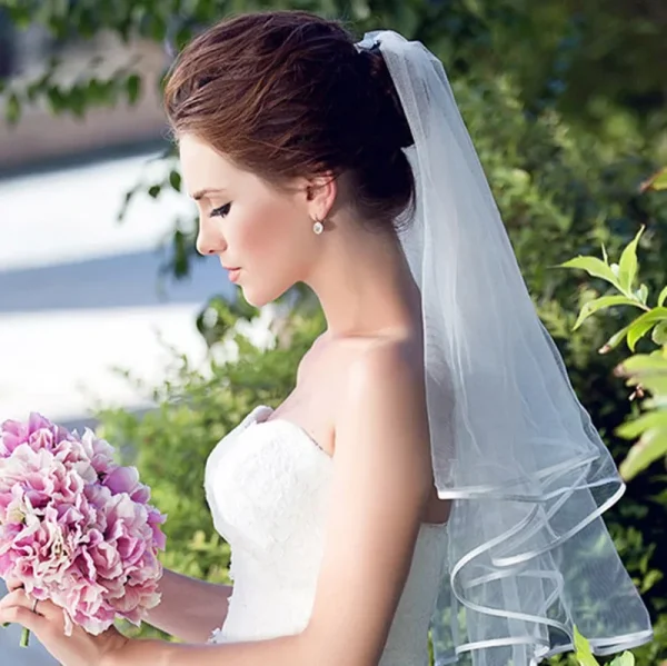 voile court tulle avec peigne métal