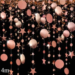 guirlande 4M cœurs et cercles pailletés déco fête