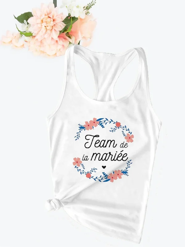 débardeur EVJF team de la mariée couronne de fleurs