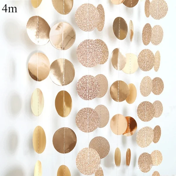 guirlande 4M cœurs et cercles pailletés déco fête