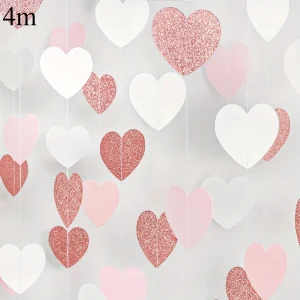 guirlande 4M cœurs et cercles pailletés