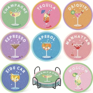 8 dessous de verre : Kit créatif diamond painting :